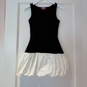 Edikted Black Mini Dress with White Bubble Bottom